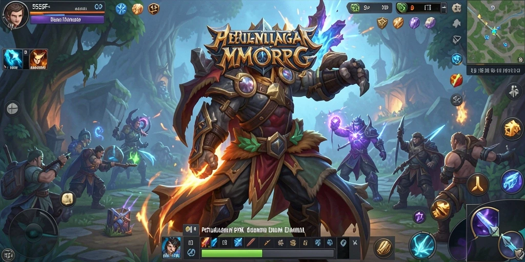 Menampilkan aksi pertempuran epik dalam <strong>555F</strong>, game MMORPG yang mendebarkan.