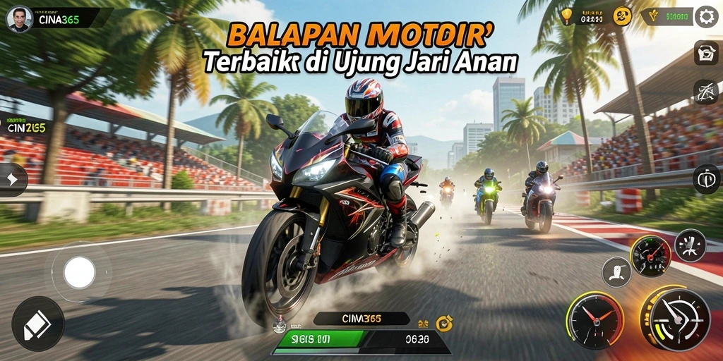 Tampilan menarik dari gameplay balapan motor CINA365.