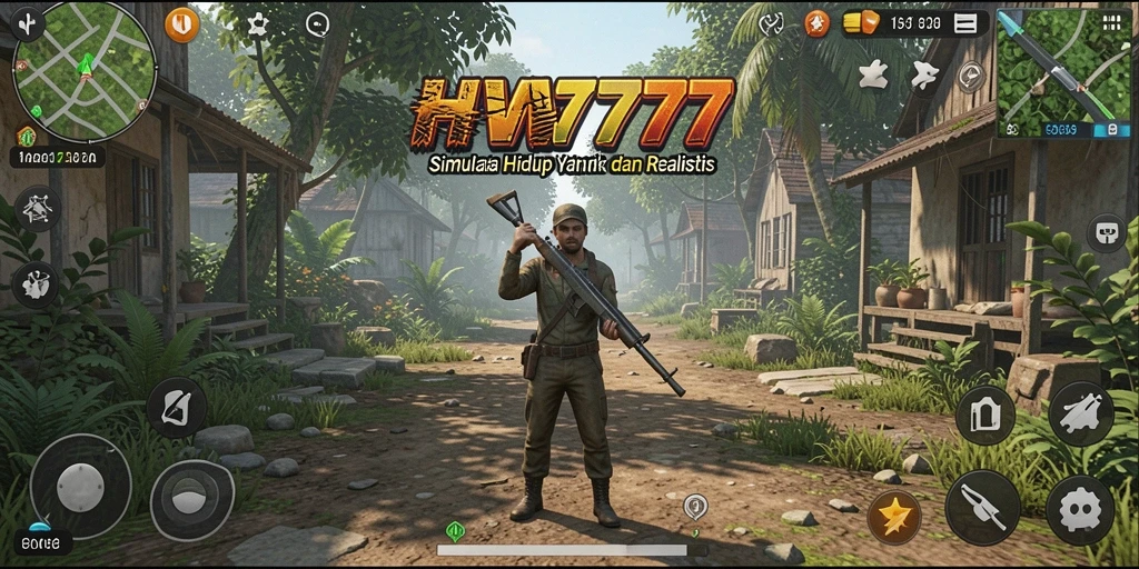 Screenshot utama HW777 menampilkan pemain yang sedang berinteraksi dalam gameplay Simulation.