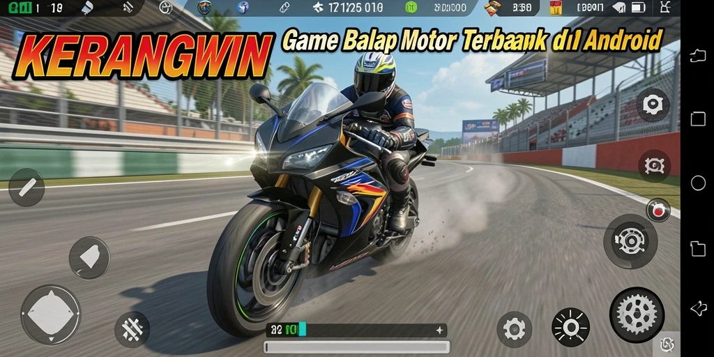 Tampilan gameplay KERANGWIN yang mendebarkan saat balapan motor.