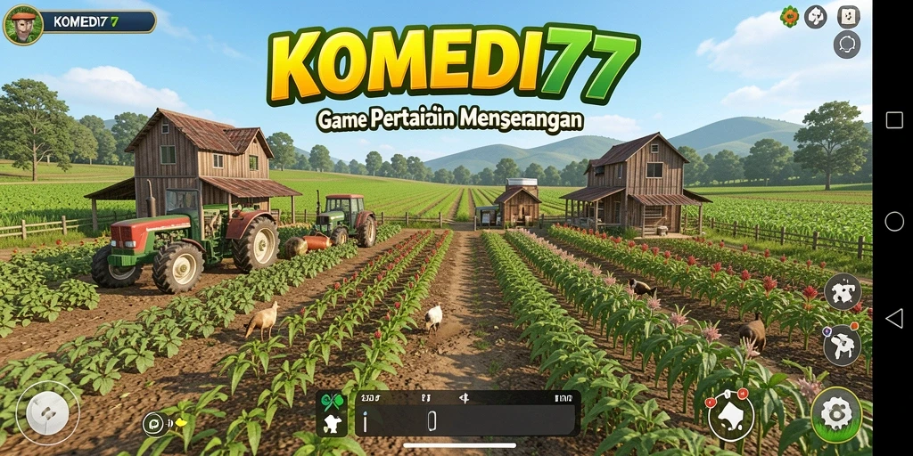Tampilan menarik dari gameplay pertanian di KOMEDI77.