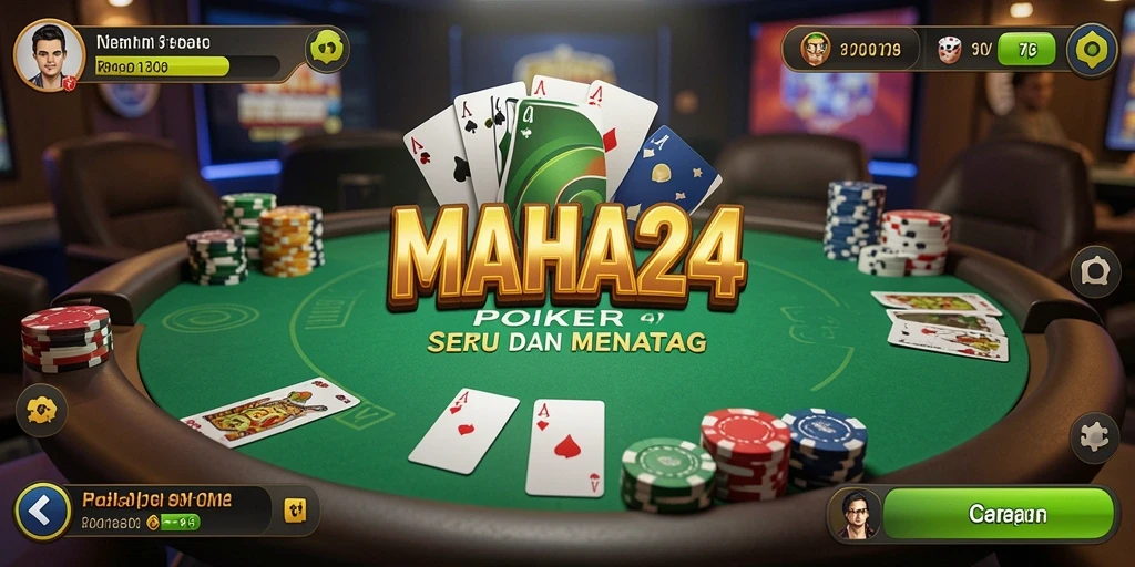 Tampilan screenshot gameplay seru dari MAHA24, menampilkan aksi Poker yang mendebarkan.
