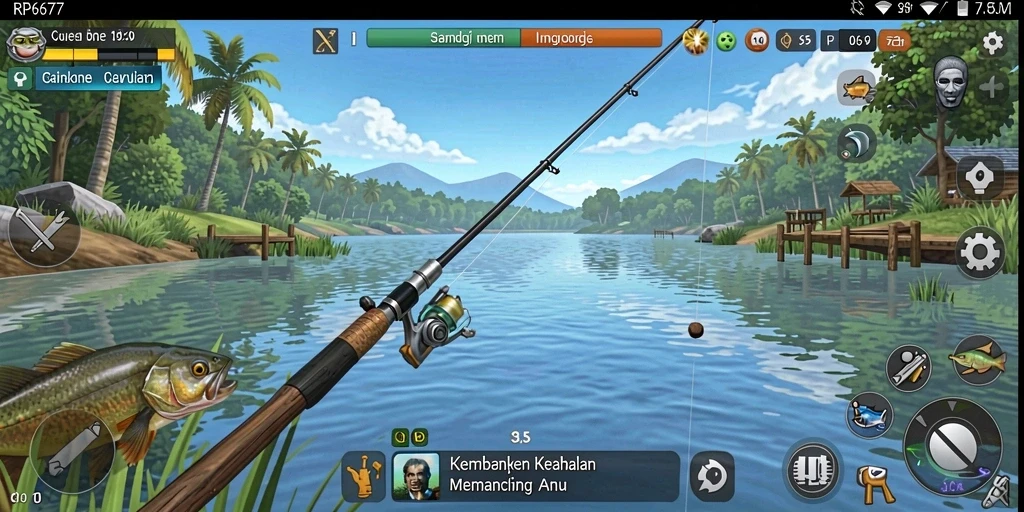 Tampilan menarik dari gameplay memancing di RP6677.