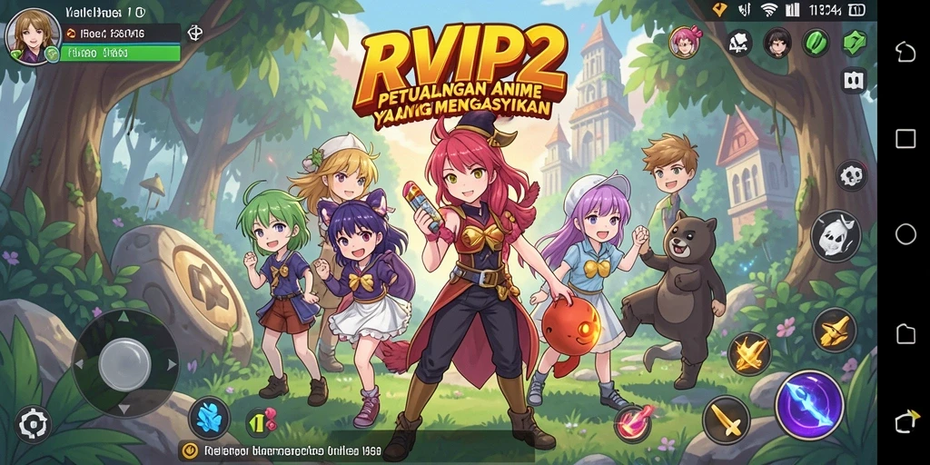 Screenshot gameplay RVIP2 menunjukkan aksi seru dan karakter anime yang menggugah.