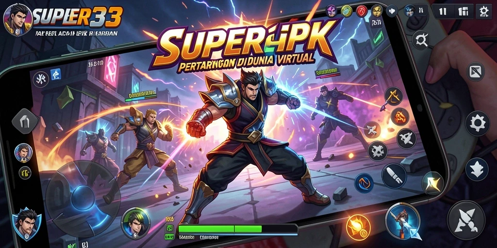 Menampilkan aksi pertarungan sengit dalam SUPER33 dengan karakter unik.