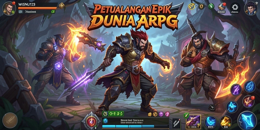 Screenshot gameplay menampilkan pertarungan epik di dunia WISNU123.