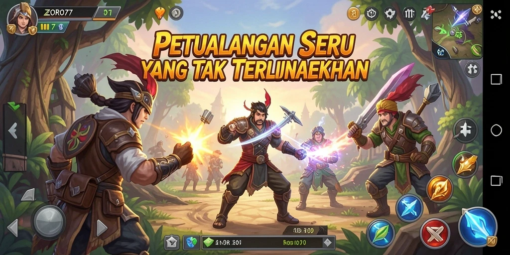 Screenshot ZORO77 menampilkan gameplay menegangkan dalam petualangan.